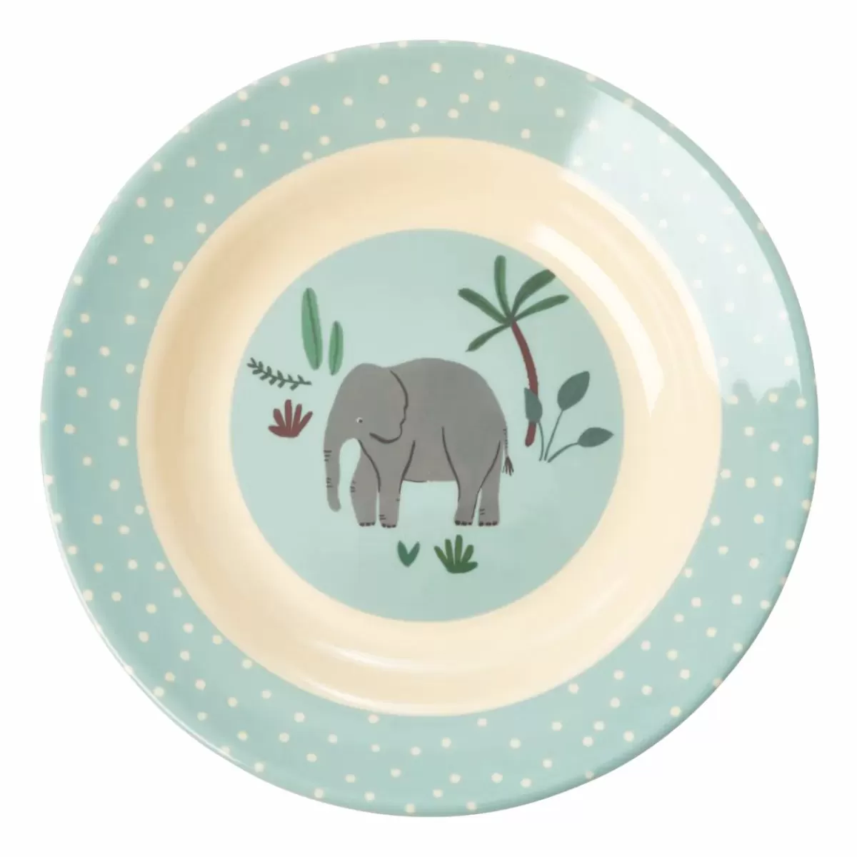 Baby Danefæ Rice Melamine Børneskal Blue Jungle Animals