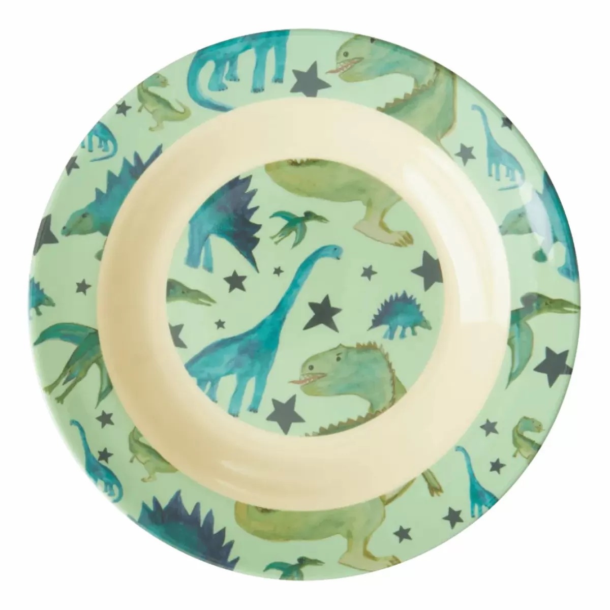 Baby Danefæ Rice Melamine Børneskal Green Dinosaur