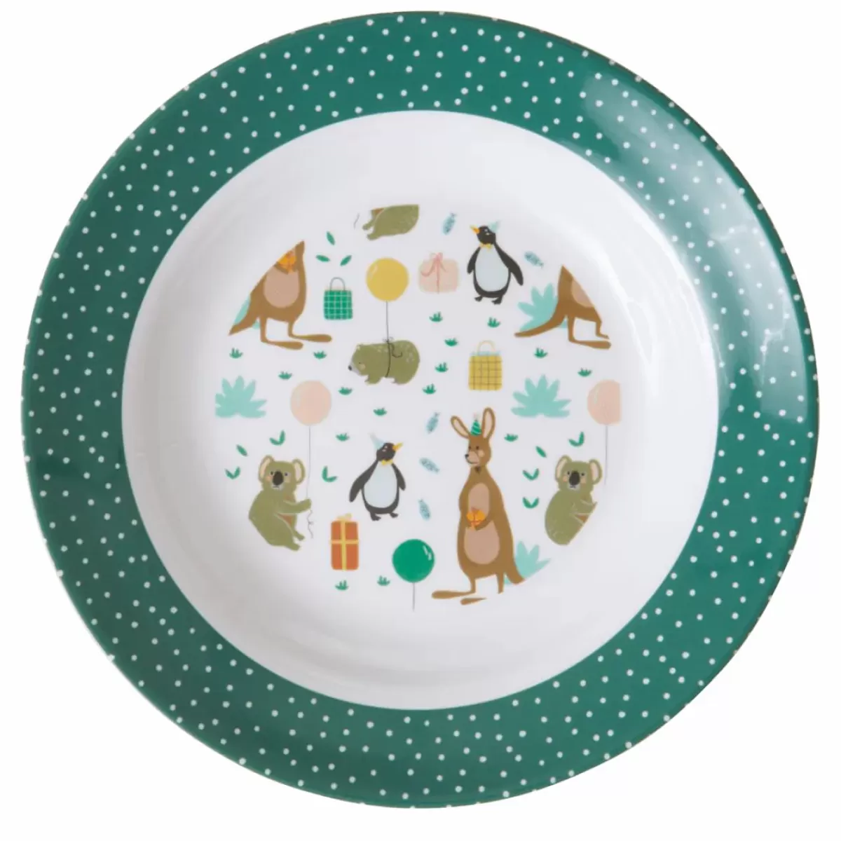 Baby Danefæ Rice Melamine Børneskal Green Party Animal