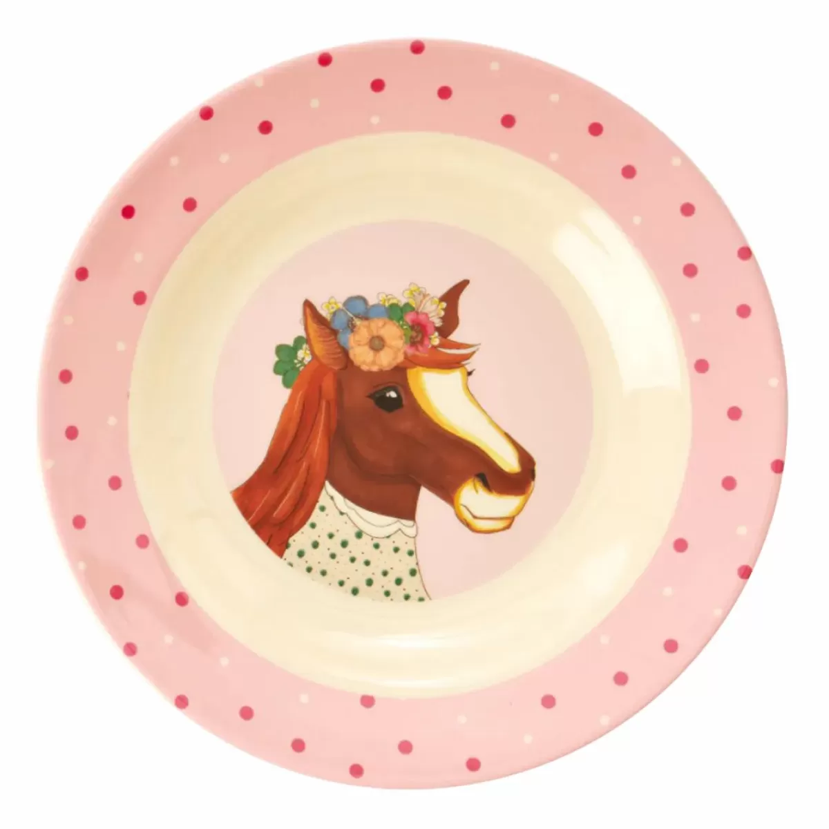 Baby Danefæ Rice Melamine Børneskal Pink Farm Animals