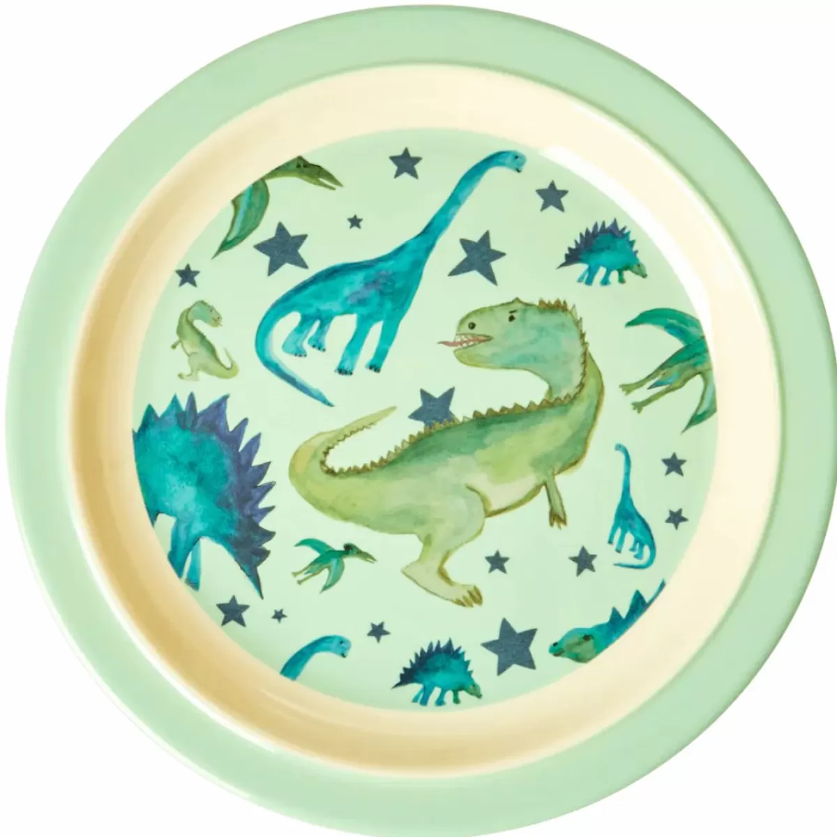 Baby Danefæ Rice Melamine Børnetallerken Green Dinosaurs