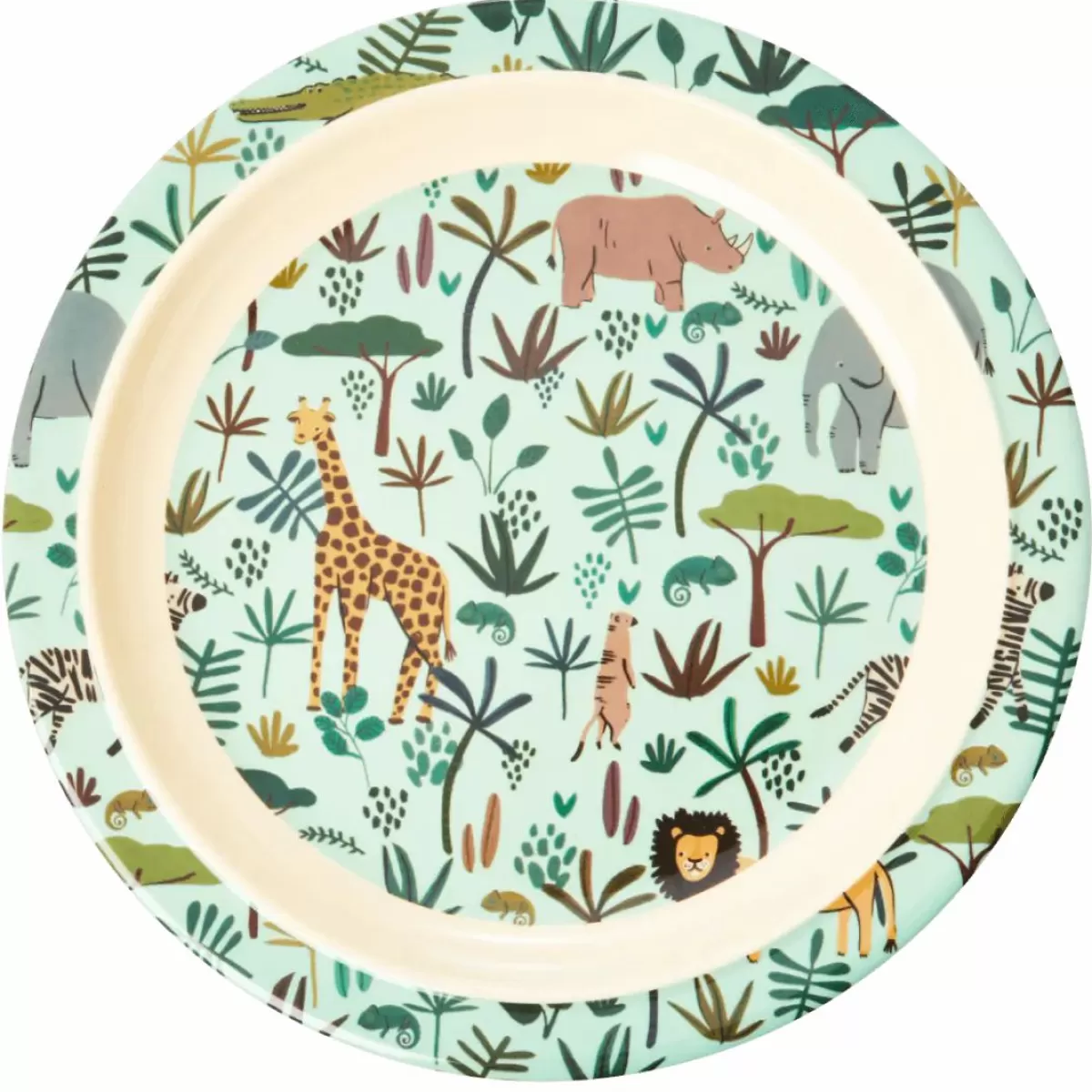 Baby Danefæ Rice Melamine Børnetallerken Green Jungle Animals