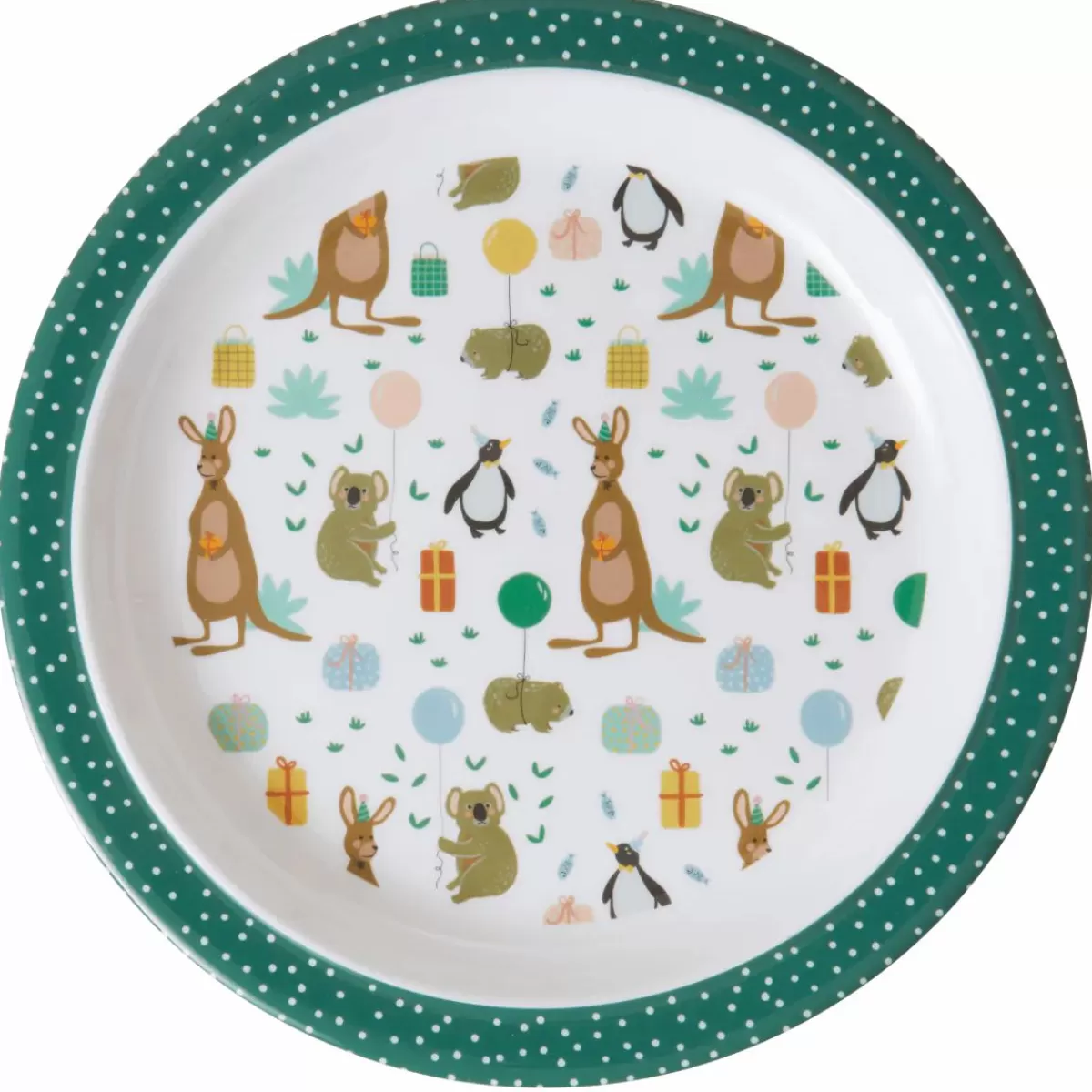 Baby Danefæ Rice Melamine Børnetallerken Green Party Animals