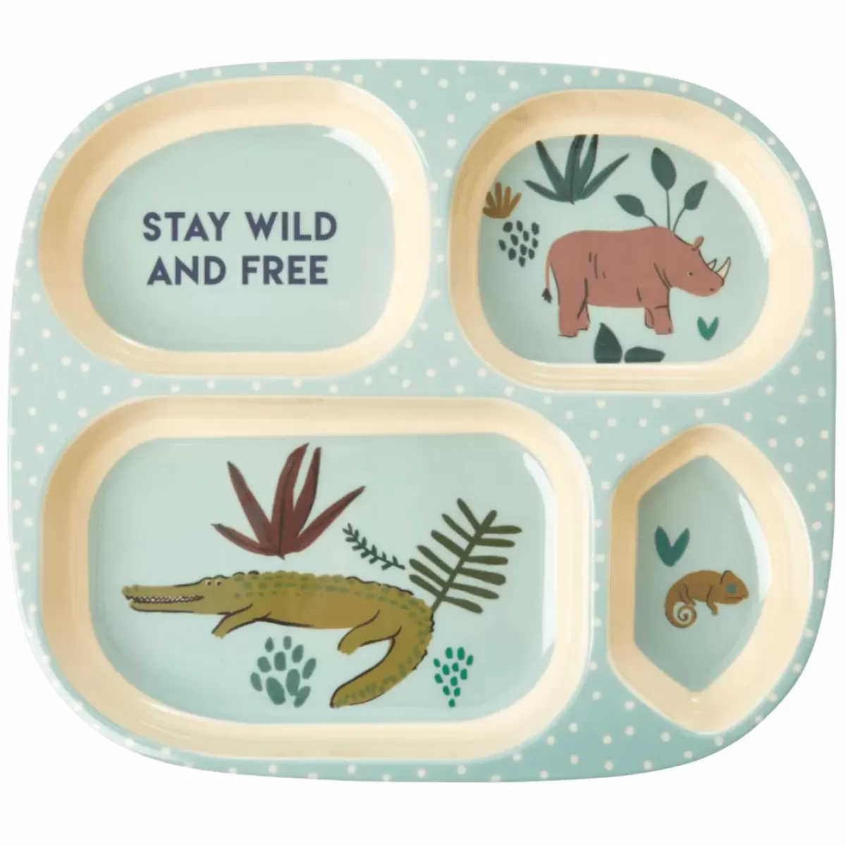 Baby Danefæ Rice Melamine Børnetallerken M.4 Rum Blue Jungle Animals