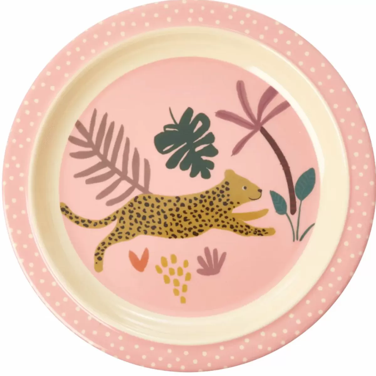 Baby Danefæ Rice Melamine Børnetallerken Pink Jungle Animals