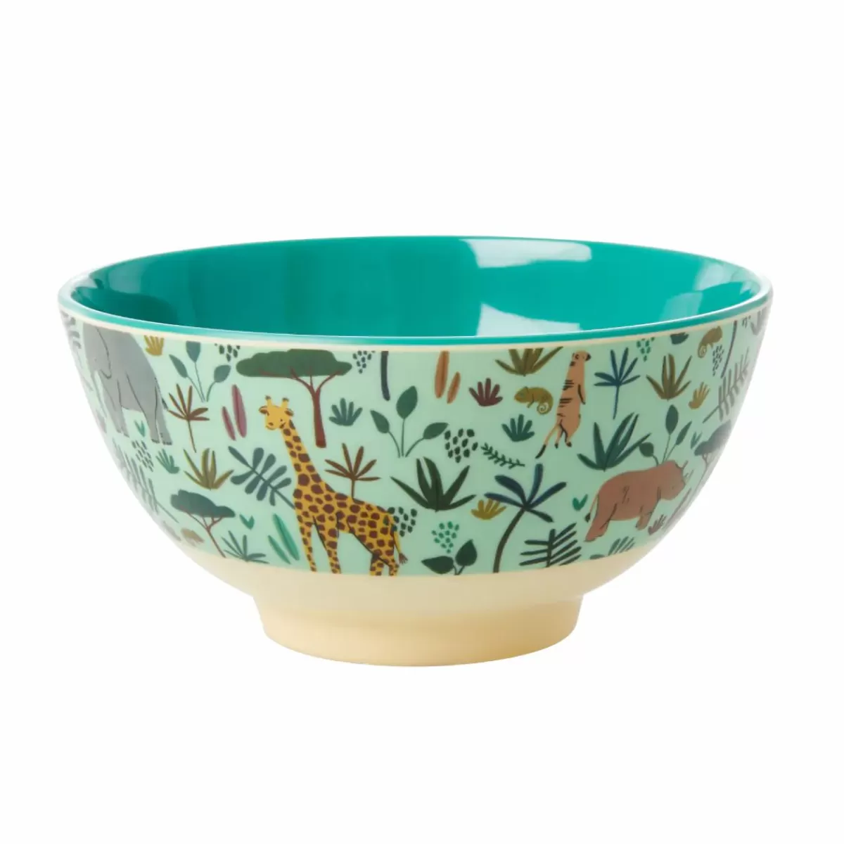 Baby Danefæ Rice Melamine Skal - Medium Green Jungle Animals