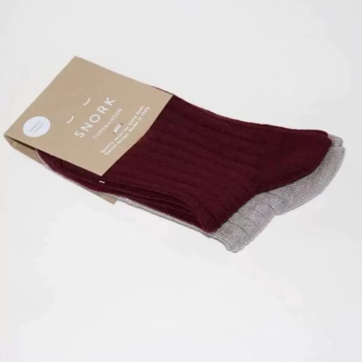 Børn Danefæ Snork Organic Rib Socks 2-Pack Burgundy/Earth